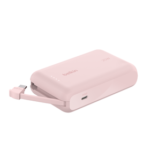BELKIN BPB021HQPK BOOSTCHARGE POWER BANK 10K, 20W PD WITH INTEGRATED USB-C CABLE, PINK