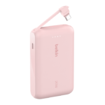 BELKIN BPB021HQPK BOOSTCHARGE POWER BANK 10K, 20W PD WITH INTEGRATED USB-C CABLE, PINK - Image 2
