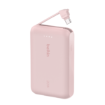 BELKIN BPB021HQPK BOOSTCHARGE POWER BANK 10K, 20W PD WITH INTEGRATED USB-C CABLE, PINK - Image 3