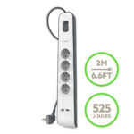 BELKIN BSV401VF2M SURGE, 4 SOCKETS, 525J, 2M, 2 USB-2.4A SHARED - Image 2