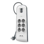 BELKIN BSV604VF2M SURGE, 6 SOCKETS, 650J, 2M, 2 USB-2.4A SHARED