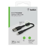 BELKIN CAA002BT0MBK LIGHTNING TO USB-A CABLE_BRAIDED, 0,15M, BLACK - Image 3