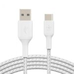 BELKIN CAB002BT3MWH USB-A TO USB-C CABLE_BRAIDED, 3M, WHITE