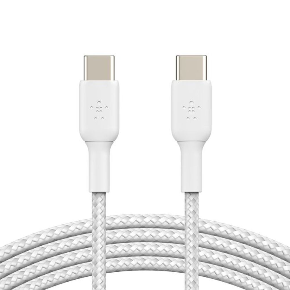 CAB004BT2MWH_1-1.jpg BELKIN CAB004BT2MWH USB-C TO USB-C CABLE_BRAIDED, 2M, WHITE - Image 1