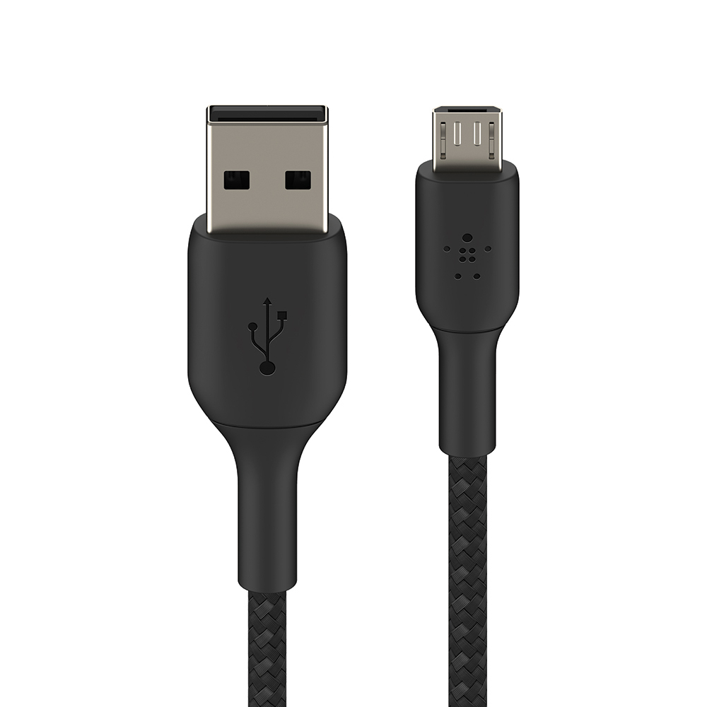 Black BELKIN CAB007BT1MBK MICRO-USB TO USB-A CABLE_BRAIDED, 1M, BLACK - Image 1