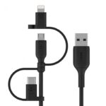 BELKIN CAC001BT1MBK UNIVERSAL CHARGING CABLE (LIGHTNING/MICRO-USB/USB-C TO USB-A), 1M, BLACK