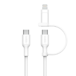 BELKIN CAC003HQ1.5MWH 2-IN-1 USB-C &AMP; LTG BRAIDED CABLE, PCR, 1.5M,WHT - Image 2