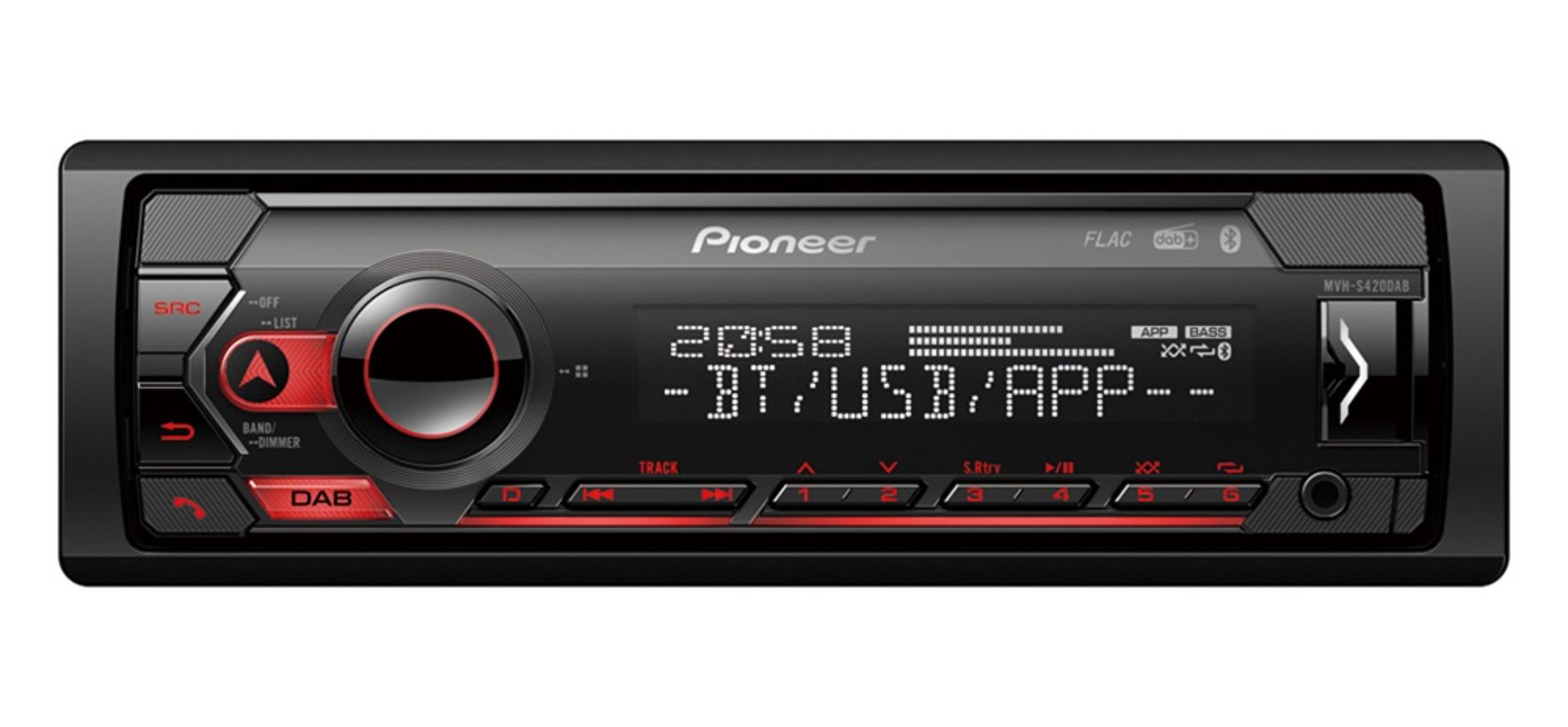 MVH-S420DAB_1-1.jpg PIONEER MVH-S420DAB HEADUNIT 1-DIN/USB/ BT/DAB+, APPLE & ANDRIOD COMPATIBLE/RED BUTTON ILL. - Image 1