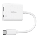 BELKIN NPA004BTWH 3.5 MM AUDIO + USB-C CHARGE ADAPTER V2 FAST CHARGING UP TO 60W, WHITE