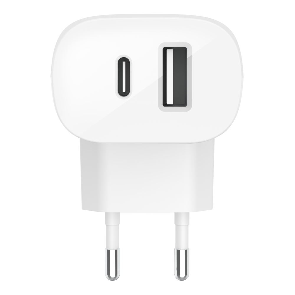 WCB008vfWH_1-3.jpg BELKIN WCB008VFWH 32W PD DUAL STANDALONE HOME CHARGER (20W USB-C & 12W USB-A) - Image 1
