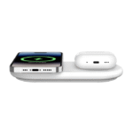 BELKIN WIZ021VFWH BOOST^CHARGE™ 2IN1 PLUS USB-C 15W QI2/MAGSAFE COMPATIBLE WIRELESS PAD, WHITE - Image 2
