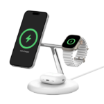 BELKIN WIZ023VFWH BOOST^CHARGE™ PRO 3-IN-1 MAGNETIC STAND WITH QI2, WHITE