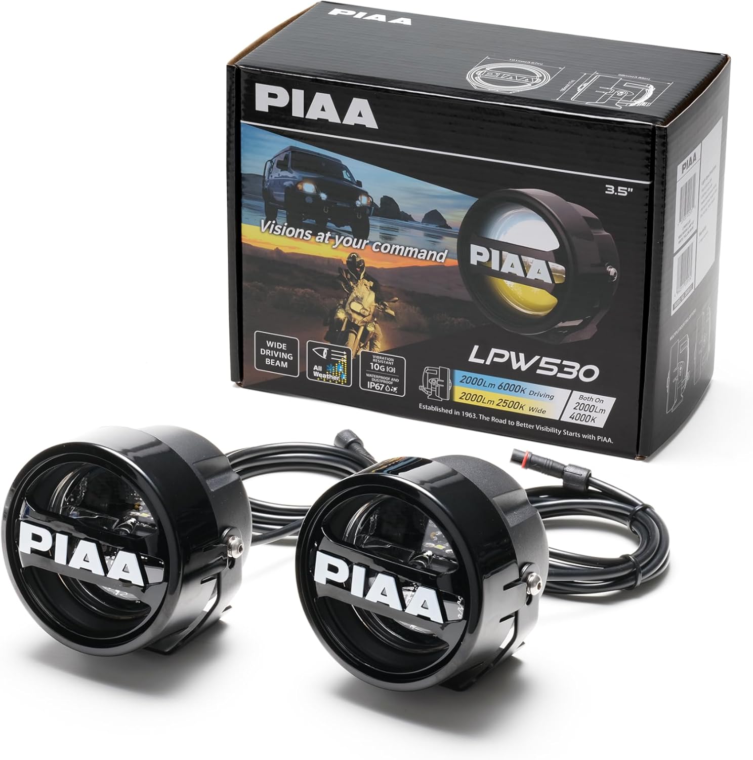 DKW531_1.jpg PIAA DKW531 LPW530 3.5" ROUND LAMP KIT 20W / 2000LM PER LAMP6000K / 4000K / 2500K 3 COLOR MODES DRIVING BEAM - Image 1