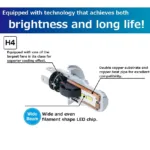 PIAA LEH230 HEADLIGHT LED CONVERSION BULB 6000K /34W PER BULBLO:4500LM HI:5500LM FROM 2 BULBS FOR H4 HALOGEN SOCKETS - Image 3