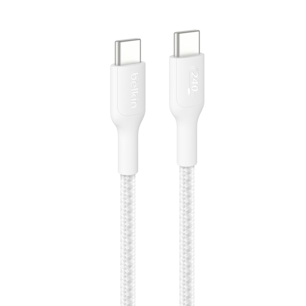 b24495a3204f29e_CAB025fq1MWH-boostcharge-eco-usb-c-tousb-c-braided-cable-pkg01.jpg BELKIN CAB025hq1MWH USB-C TO USB-C BRAIDED CABLE 240W 1M WHITE - Image 1